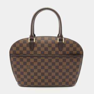 Pre Owned Louis Vuitton Brown Damier Ebene Saria Horizontal Handbag
