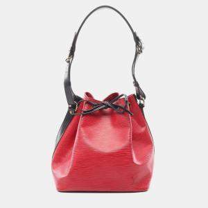 Louis Vuitton Red  Epi Leather Petit Noe Shoulder Drawstring Bag