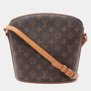 Pre Owned Louis Vuitton Drouot Shoulder Bag Monogram Canvas Brown Crossbody