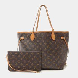 Louis Vuitton Neverfull Mm Tote Bag Monogram Canvas Brown  Lv