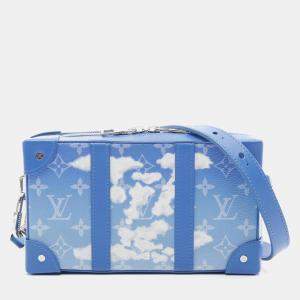 Louis Vuitton Soft Trunk Wallet Shoulder Bag Coated Canvas Leather Blue White