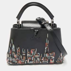 Louis Vuitton Black Leather Beaded Skyline Capucines BB Bag