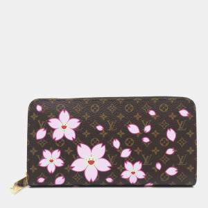 Louis Vuitton Brown Monogram Canvas Takashi Murakami Cherry Blossom Long Zippy Wallet
