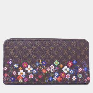Louis Vuitton Brown Multi-color Monogram Canvas Takashi Murakami Collaboration Long Zippy Wallet