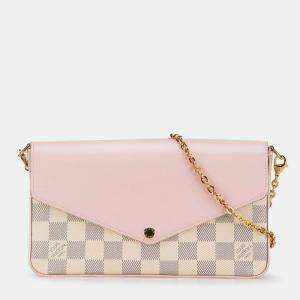 Louis Vuitton Pink/White Damier Azur Calfskin Pochette Felicie