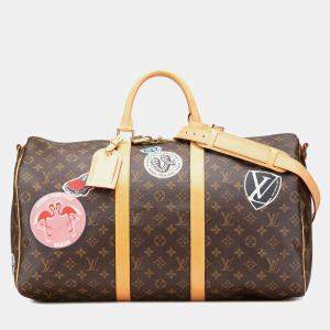 Louis Vuitton Brown Monogram World Tour Keepall Bandouliere 50