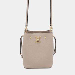 Louis Vuitton Greige Calf Leather Nano LockMe Bucket Bag