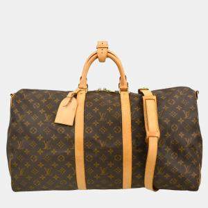 Louis Vuitton Brown Monogram Keepall Bandouliere 55 Duffle Bag