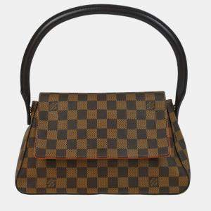 Pre Owned Louis Vuitton Brown Damier Ebene Canvas Mini Looping Handbag