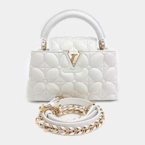 Louis Vuitton White Leather Capucines East West Mini bag