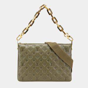 Louis Vuitton Brown Monogram Embossed Puffy Lambskin Coussin MM