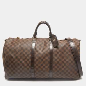 Louis Vuitton Damier Ebene Canvas Keepall Bandouliere 55 Bag