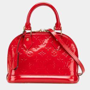 Pre Owned Louis Vuitton Red Monogram Vernis Alma BB