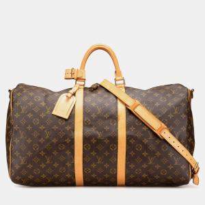 Louis Vuitton Brown Monogram Keepall Bandouliere 55