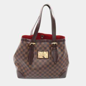 Pre Owned Louis Vuitton Brown Damier Ebene Canvas Hampstead MM Tote Bag