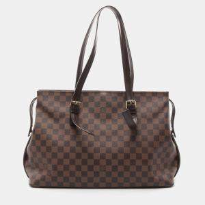  Louis Vuitton Brown Ebene Damier Chelsea Shoulder Tote Bag