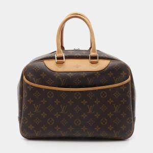 Pre Owned  Louis Vuitton Brown Monogram Leather Deauville Bowling Bag