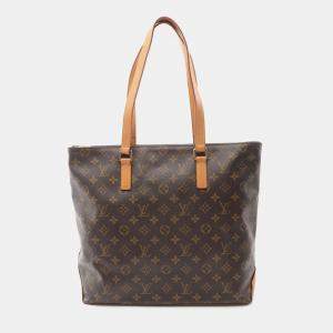 Pre Owned  Louis Vuitton Brown Monogram Leather Cabas Mezzo Tote Bag