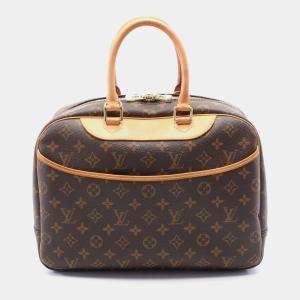 Pre Owned Louis Vuitton Deauville Brown Monogram Canvas Top Handle Bag
