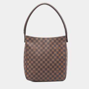 Pre Owned Louis Vuitton Looping GM Shoulder Bag Damier Canvas Ebene