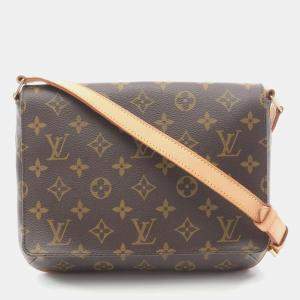 Pre Owned Louis Vuitton Musette Tango Long Strap Brown Monogram Canvas Shoulder Bag