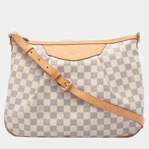 Louis Vuitton Siracusa Mm Shoulder Bag  Damier Azur White