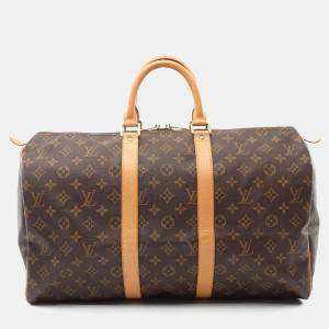 Louis Vuitton Keepall 45 Hand Travel Bag  Monogram Leather Brown