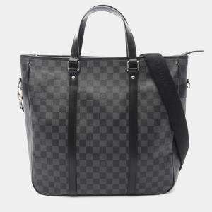 Pre Owned Louis Vuitton Tadao Black Damier Graphite Tote Bag