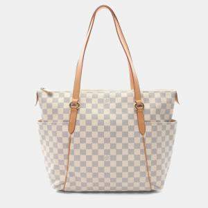 Louis Vuitton Totally MM White Damier Azur Canvas Tote Bag
