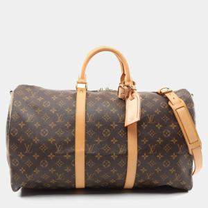 Louis Vuitton Keepall Bandouriere 50 Monogram Leather Travel Bag 