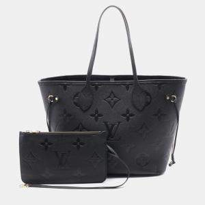 Pre Owned Louis Vuitton Neverfull MM Noir Monogram Empreinte Leather Tote Bag