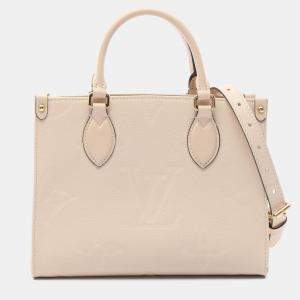 Pre Owned  Louis Vuitton On-The-Go PM Beige Monogram Empreinte Leather Handbag