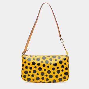 Louis Vuitton Black Yellow Yayoi Kusama Monogram Vernis Dots Infinity Pochette Accessoires