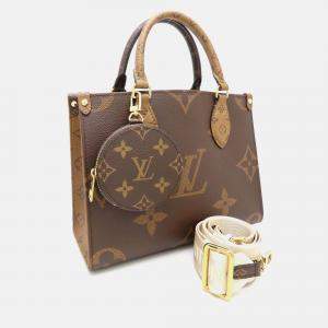 Louis Vuitton Monogram Giant Reverse On-The-Go Pm Handbag Brown