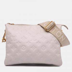 Louis Vuitton Beige Monogram Embossed Puffy Lambskin Coussin PM