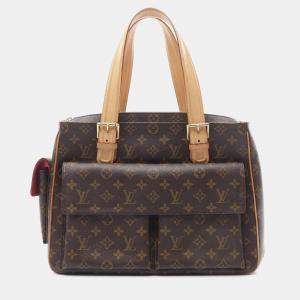 Pre Owned Louis Vuitton Multipli Cite Brown Monogram Canvas Top Handle Bag