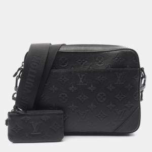Louis Vuitton Duo Messenger Shoulder Bag Monogram Shadow Black Mens