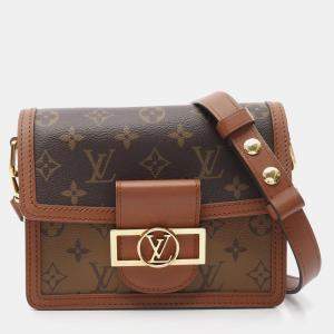 Pre Owned Louis Vuitton Dauphine Mini Brown/Beige Monogram Reverse Canvas Shoulder Bag