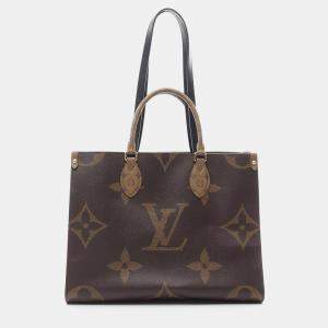 Louis Vuitton On The Go Mm Shoulder 2Way Tote Bag Monogram Giant Reverse