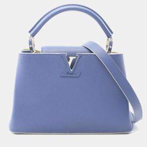 Louis Vuitton Capucines MM Blue Leather Top Handle Bag