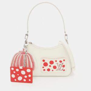 Pre Owned Louis Vuitton Yayoi Kusama Marellini White Red Epi Leather Shoulder Bag