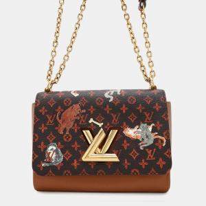 Pre Owned Louis Vuitton Sac Twist MM Orange Monogram Catogram Shoulder Bag