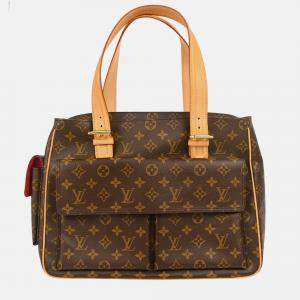 Pre Owned Louis Vuitton Multipli Cite Brown Monogram Canvas Top Handle Bag
