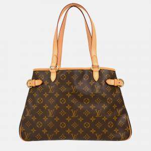 Pre Owned Louis Vuitton Batignolles Brown Monogram Horizontal Tote Bag