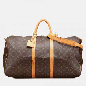 Louis Vuitton Brown Monogram Keepall Bandouliere 55
