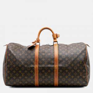 Louis Vuitton Brown Monogram Keepall 55