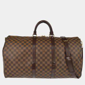 Louis Vuitton Keepall Bandouliere 55 Damier Ebene Canvas Duffle Bag
