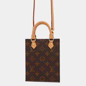 Pre Owned Louis Vuitton Petit Sac Plat Brown Monogram Canvas Tote Bag