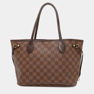 Pre Owned Louis Vuitton Neverfull PM Red Damier Ebene Canvas Tote