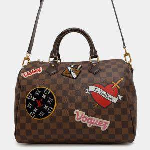 Louis Vuitton Speedy Bandoulière 30 Red Damier Ebene Canvas Bag